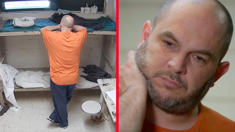 A photograph of Mark and his uncomfortable jail bed
