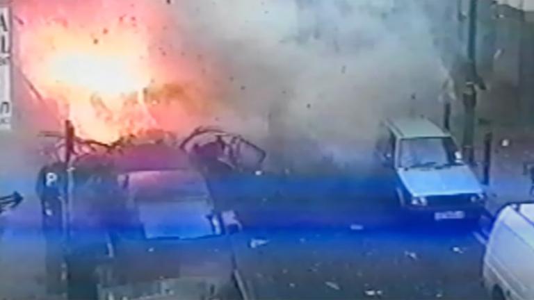 CCTV still of a car bomb exploding