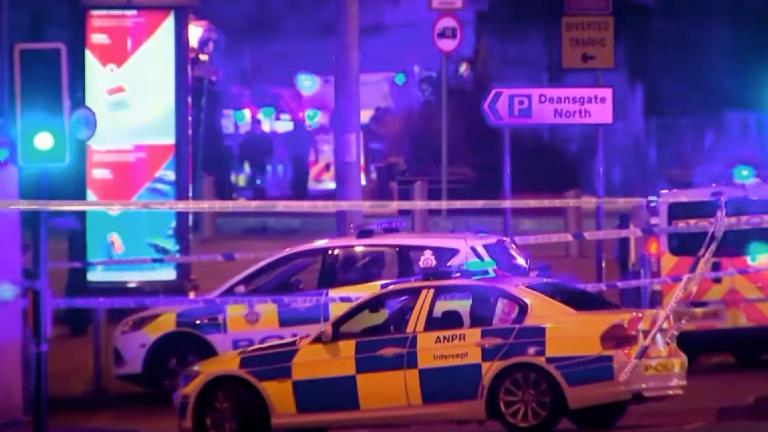 Police cars outside the Manchester Arena