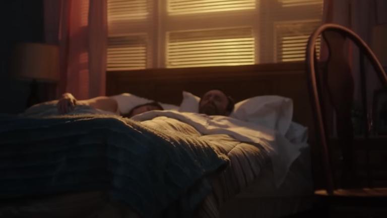 Re-enactment of Mark and Delores Stepp asleep