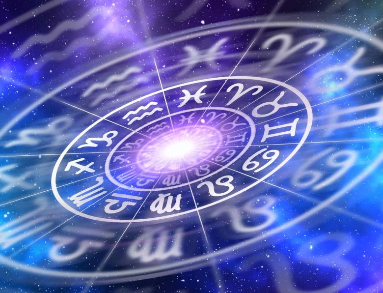 Zodiac signs inside of horoscope circle - astrology and horoscopes concept