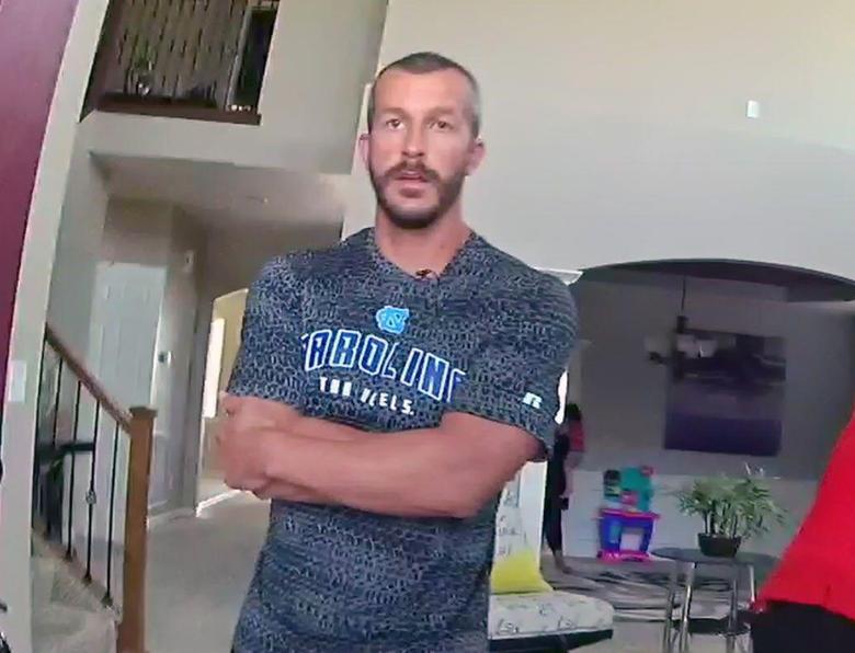 Chris Watts answering his front door - still taken from police bodycam footage