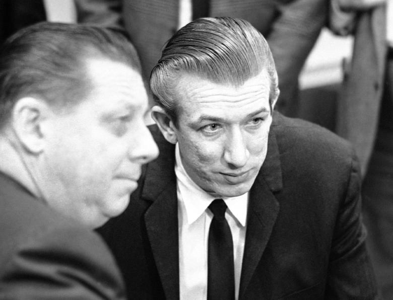 Richard Speck sits in court with his defence lawyer - Gerald Getty