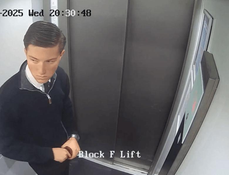 CCTV image of Henry Nowak in a lift on the night of his murder