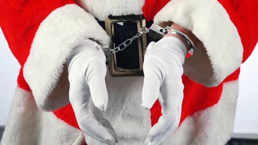 A handcuffed santa