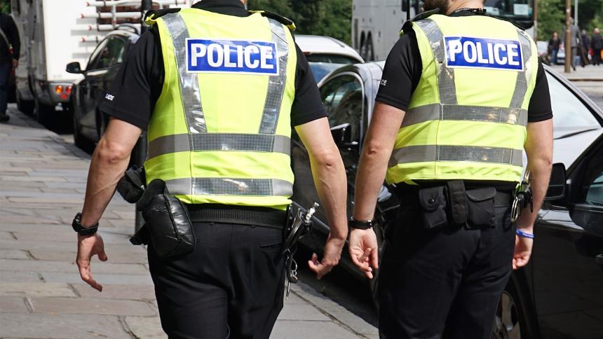 Police officer on duty in the UK