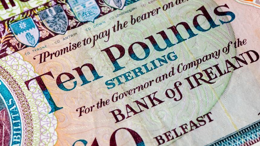 A photograph showing a Northern Irish £10 note