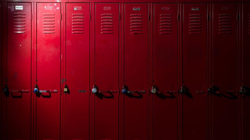 A photograph of school lockers