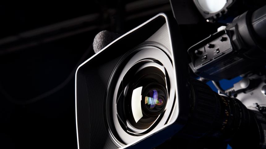 A photograph of a broadcast TV camera