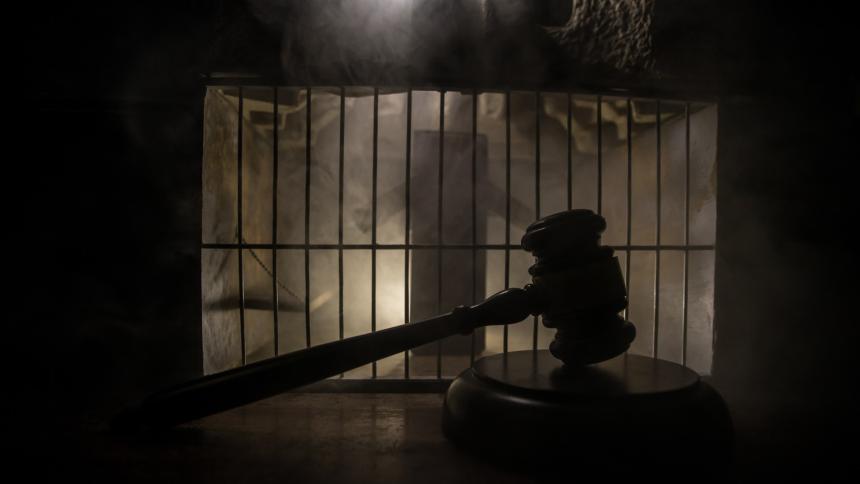 A photograph of a courtroom gavel