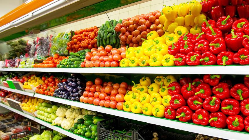 A photograph of vegetables at a grocer shop