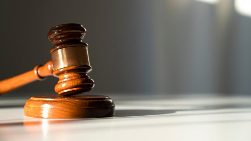 A photograph of a courtroom gavel