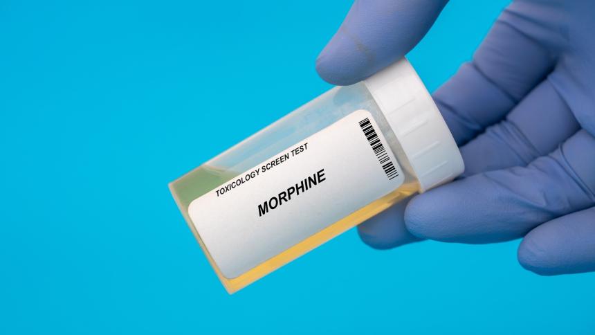 A stock photo of a jar of morphine