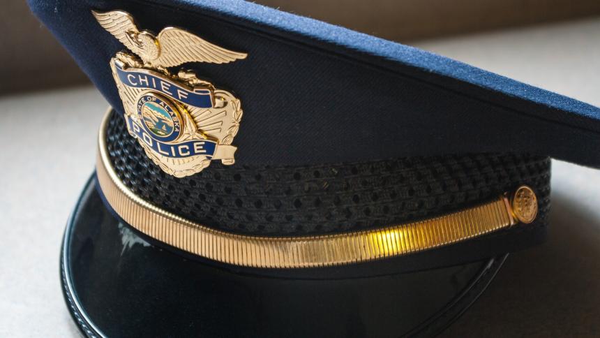 A photograph of a generic police chief hat