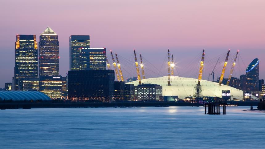 A photograph of London's Millennium Dome (now called 'The 02')