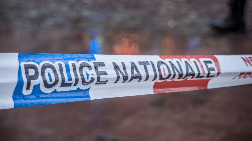 A stock photo showing French National Police security ribbon / police tape.