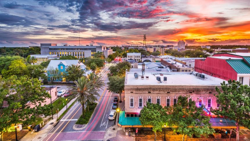 A photograph of downtown Gainesville, Florida, USA