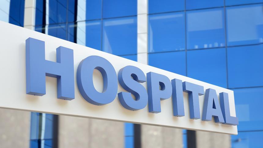 A stock photo of a hospital sign.