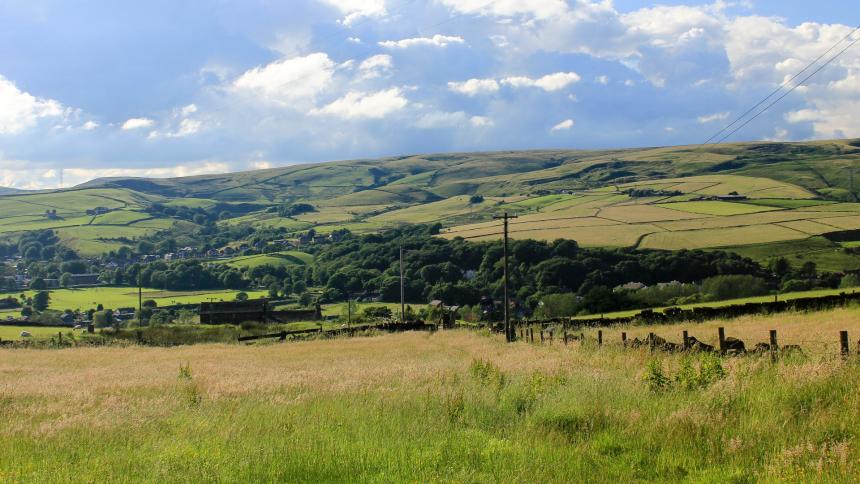 A photograph of Saddleworth Moor in Northern England, UK. The bodies of two of the Moors Murderers victims were found here.