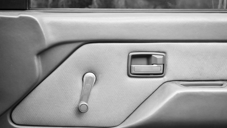A photograph of a car interior