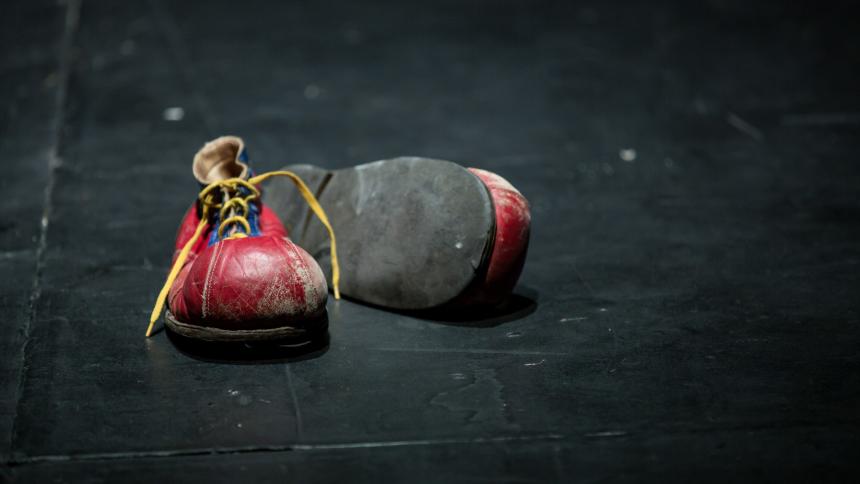 A stock photo showing clown shoes