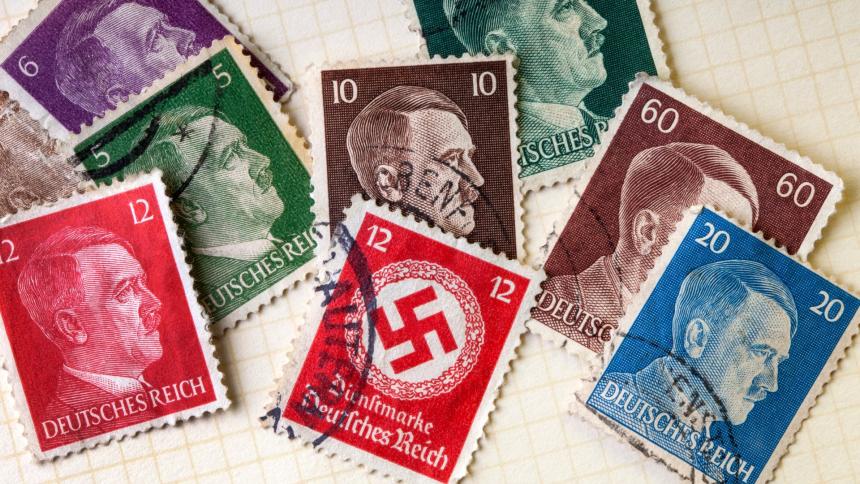 A stock photo of Nazi themed postal stamps