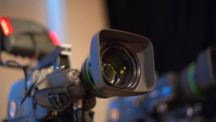 A stock photo of a television broadcast camera