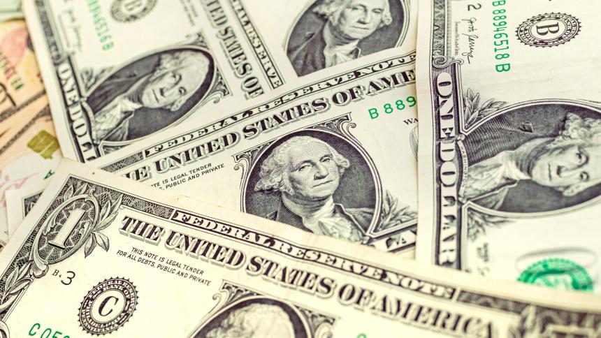 A stock photo of US dollar notes