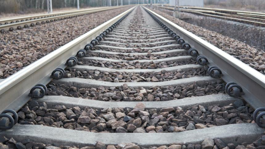 A stock image of railway tracks