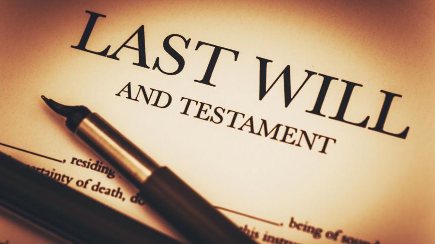 A stock image of a last will being written