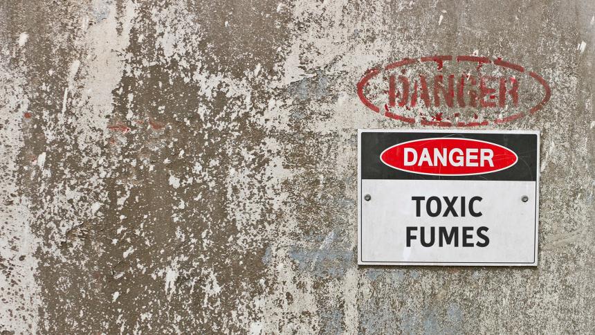 A stock photo of a gas warning sign