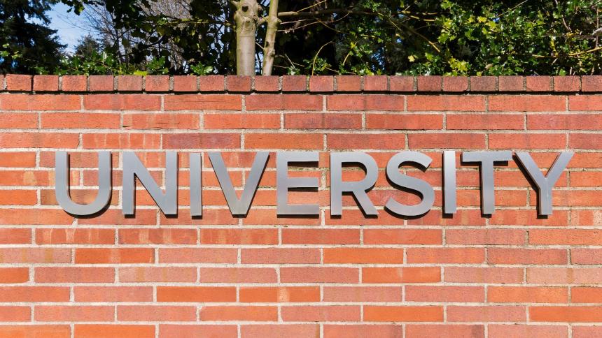 A stock image of a University sign