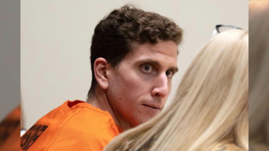 Bryan Kohberger looks toward his attorney during a hearing