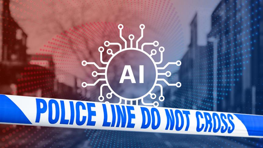 An image showing police tape and an AI icon