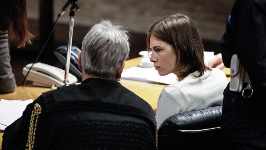 Amanda Knox in the court for a trial session for Meredith Kercher murder case