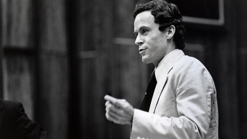 Ted Bundy speaking in court during a murder trial