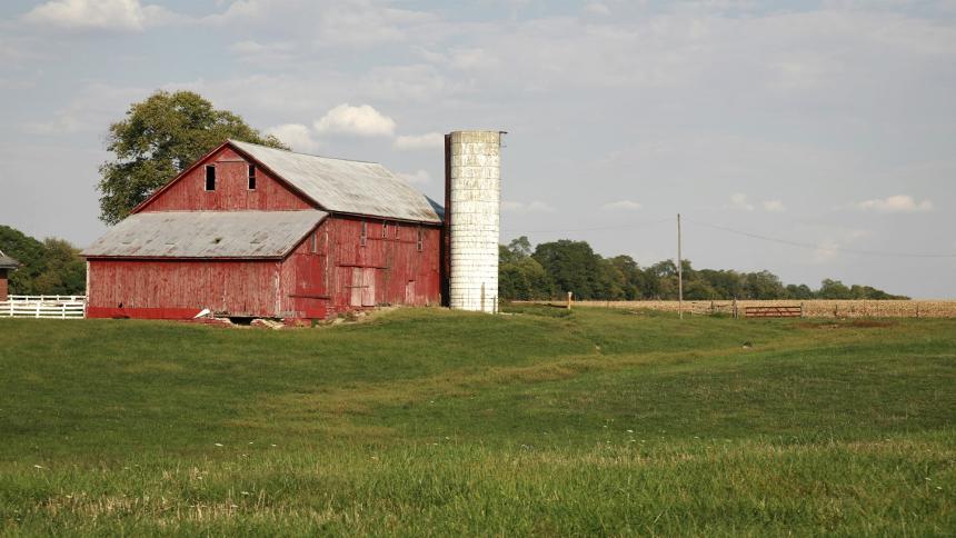 Stock photo of a rural farm building in Indiana