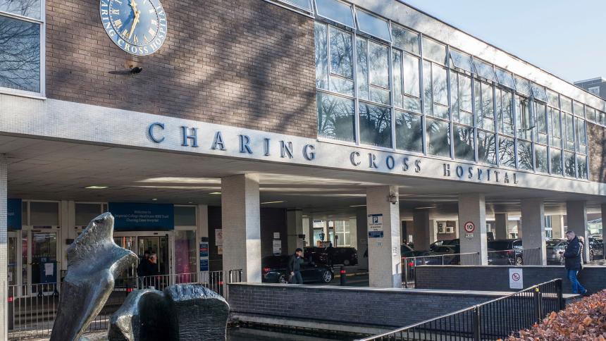 The exterior of Charing Cross Hospital in west London