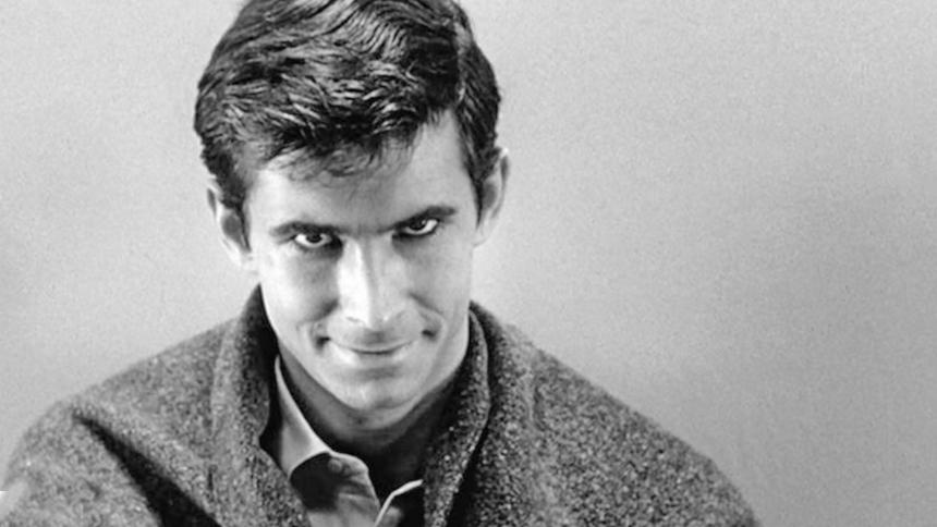 Anthony Perkins as Norman Bates staring down the camera at the end of 'Psycho' (1960)