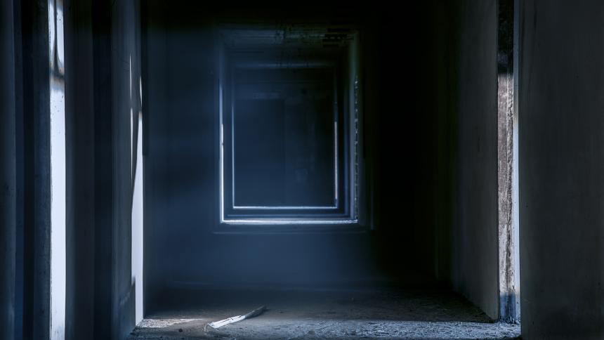 A creepy abandoned hallway