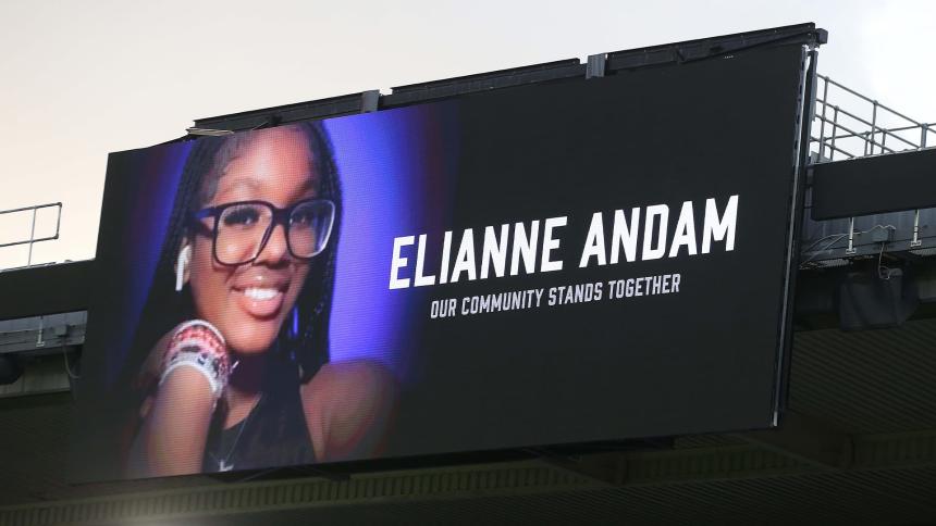 A billboard at Crystal Palace showing Elianne Andam