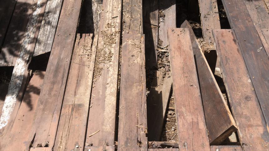 Old rotten floorboards
